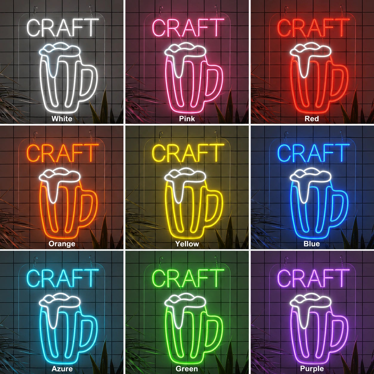 Craft Beer Wall Neon Sign LED Neon Sign color grid