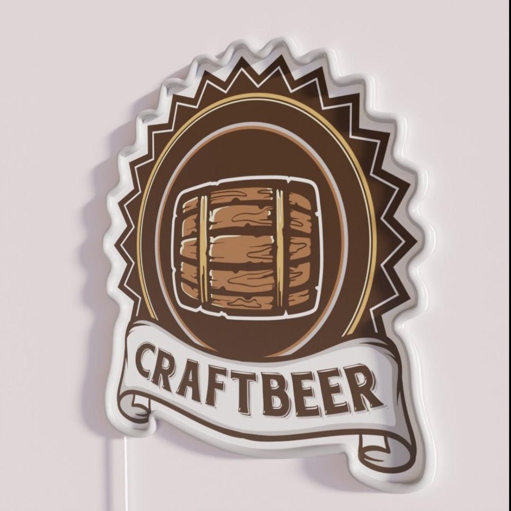 Craftbeer Crafted Beer Wood Barrel Rgb Led Neon Sign - Shineneon