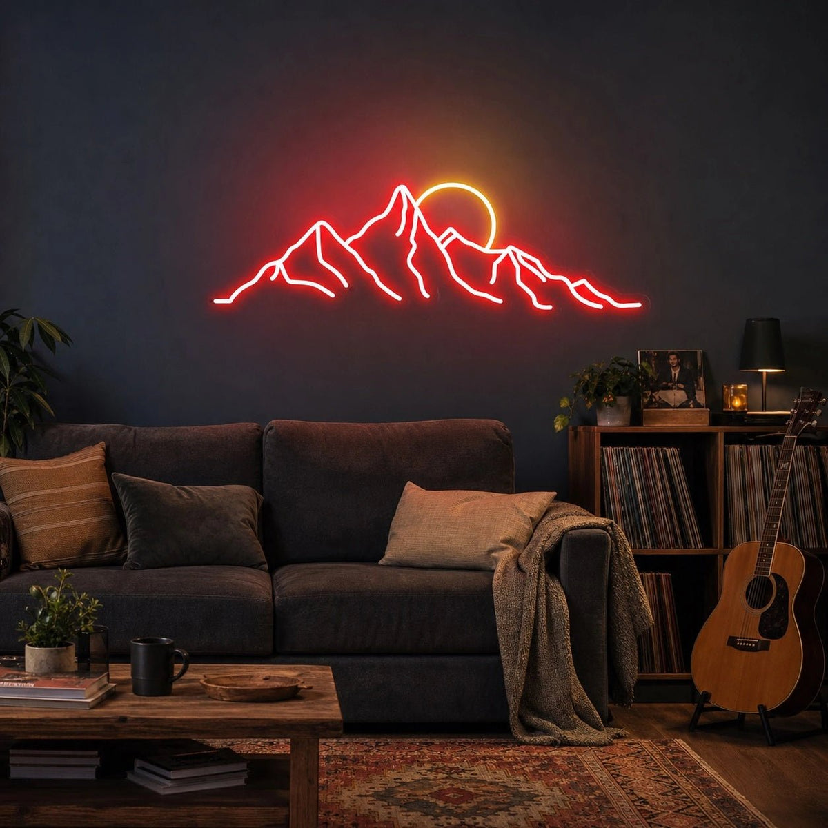 Craggy Mountain Range And Sun LED Neon Sign - Shineneon