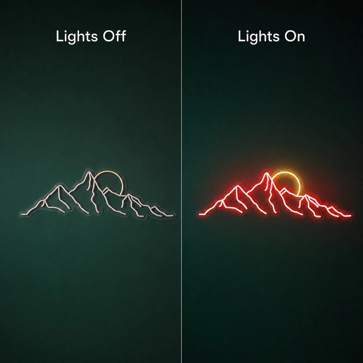 Craggy Mountain Range And Sun LED Neon Sign - Shineneon