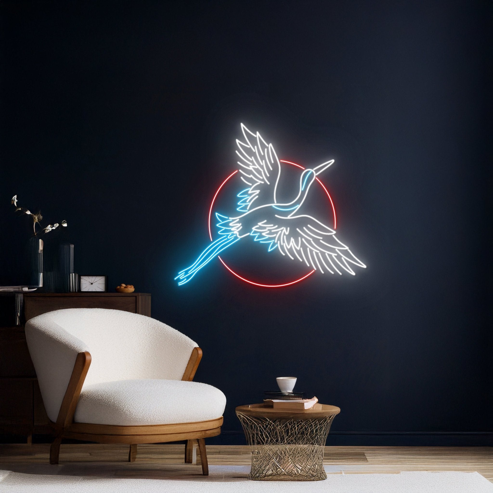 Crane Bird Sun Neon Sign - Shineneon