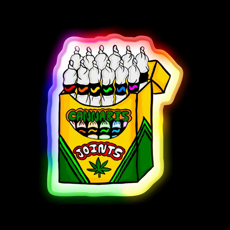 Crayola Joints Hemp Inspired Green Leaf Led Neon Sign Rgb Color - LED neon sign close-up detail