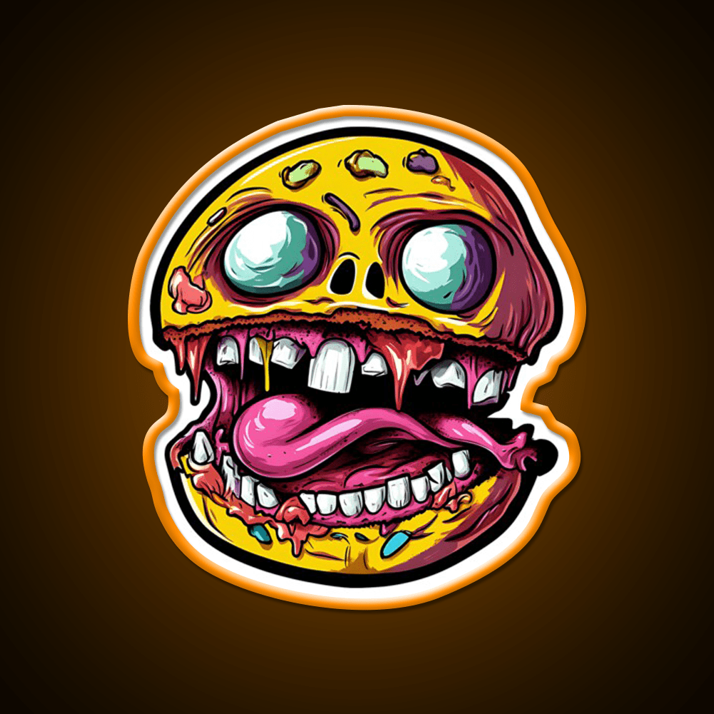 Crazy Burger Monster Art Snack Food Led Neon Sign Rgb Color - Shineneon