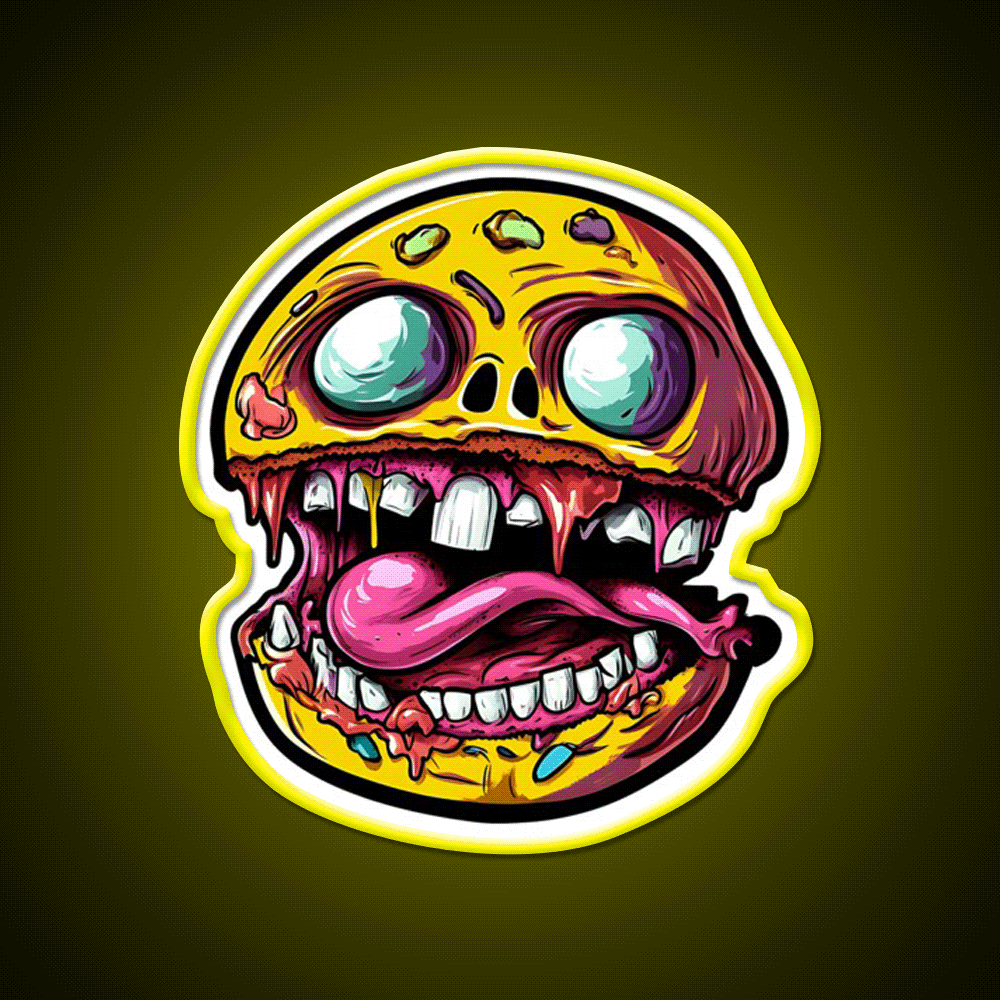 Crazy Burger Monster Art Snack Food Led Neon Sign Rgb Color