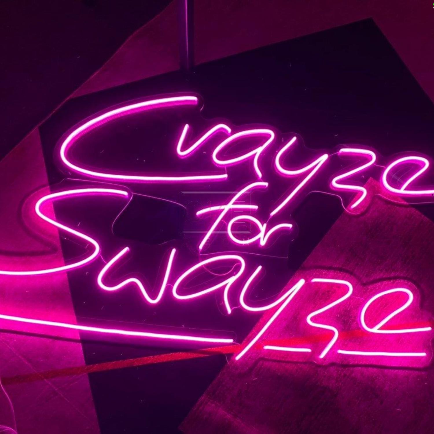 Crazy For Swayze Pink Script Led Neon Sign For Home Bar Wall Decor | Shineneon