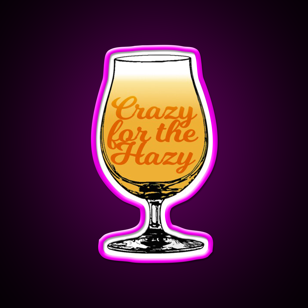 Crazy For The Hazy A Fun And Colorful Beer Bar Decor Led Neon Sign Rgb Color - Neon sign mounted on wall in room