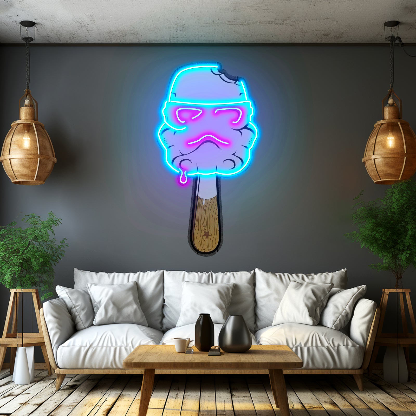 Cream Led Neon Acrylic Artwork For Sale