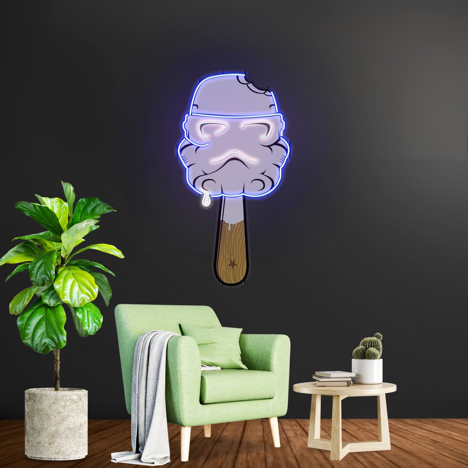 Cream Led Neon Acrylic Artwork For Sale