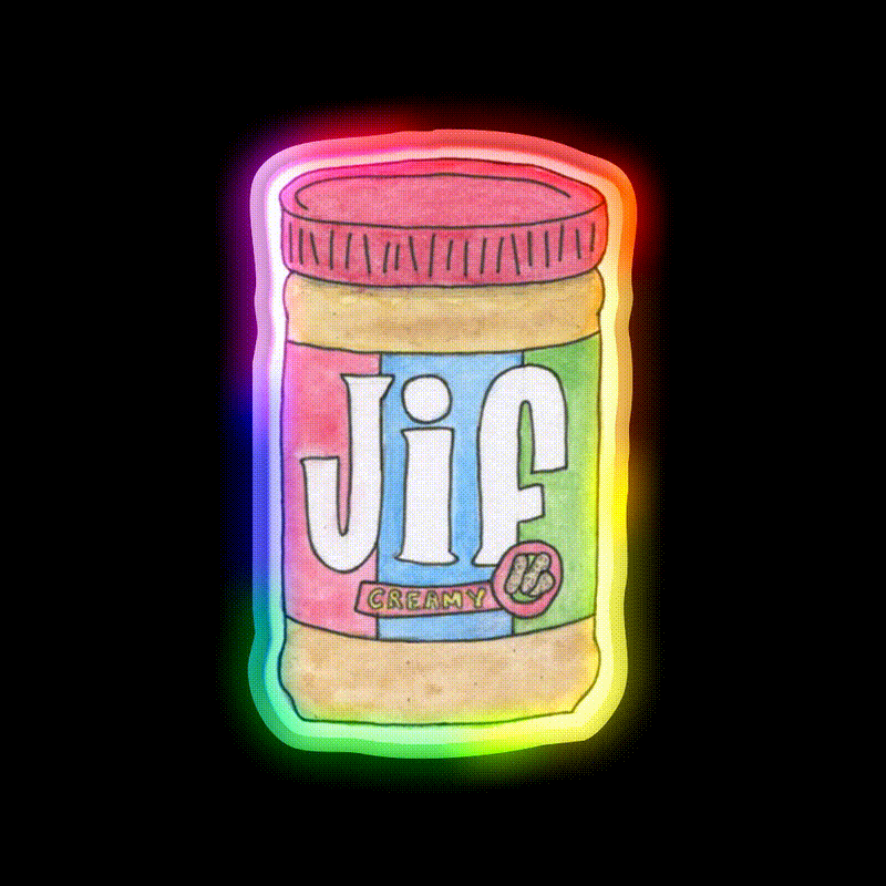 Creamy Peanut Butter Snack Food Led Neon Sign Rgb Color - LED neon sign close-up detail
