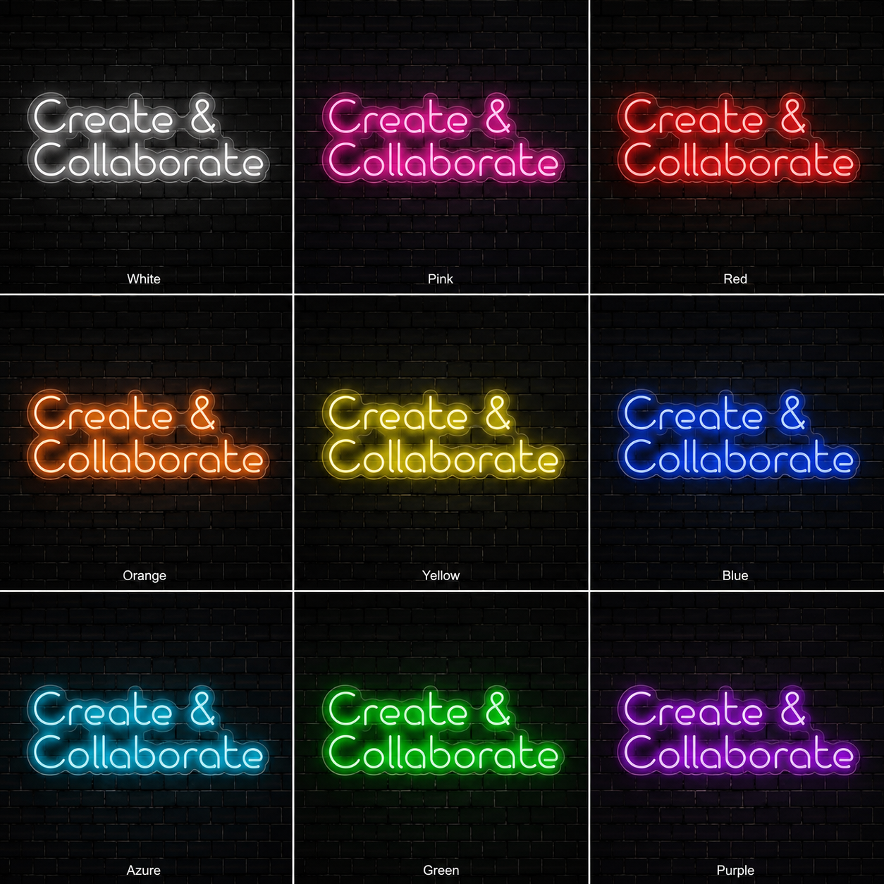 Create And Collaborate Wall Decor LED Neon Sign - 05 Color Grid