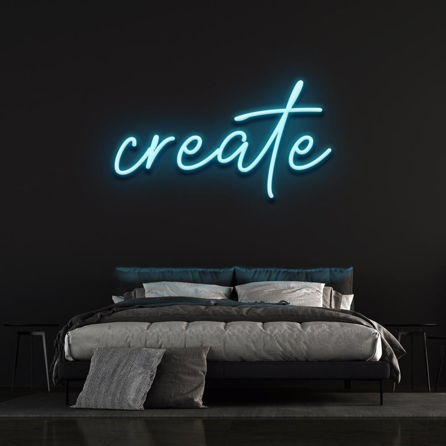 Create Led Neon Sign Light Blue Bedroom Wall Art For Creative Spaces | Shineneon