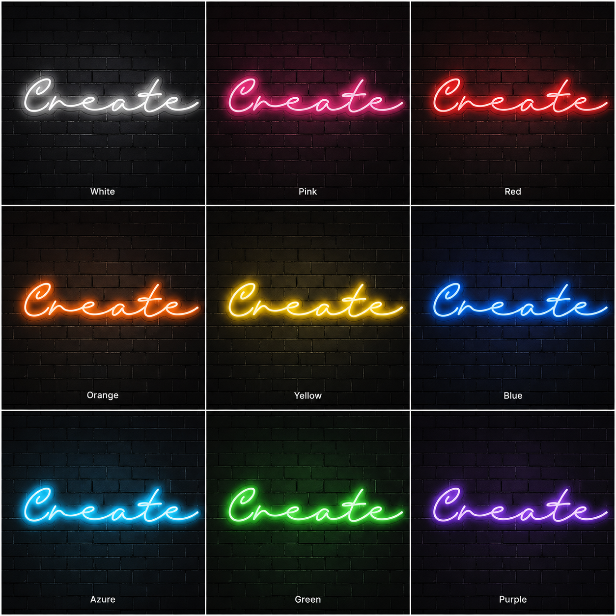 Create Wall Decor LED Neon Sign - 05 Color Grid