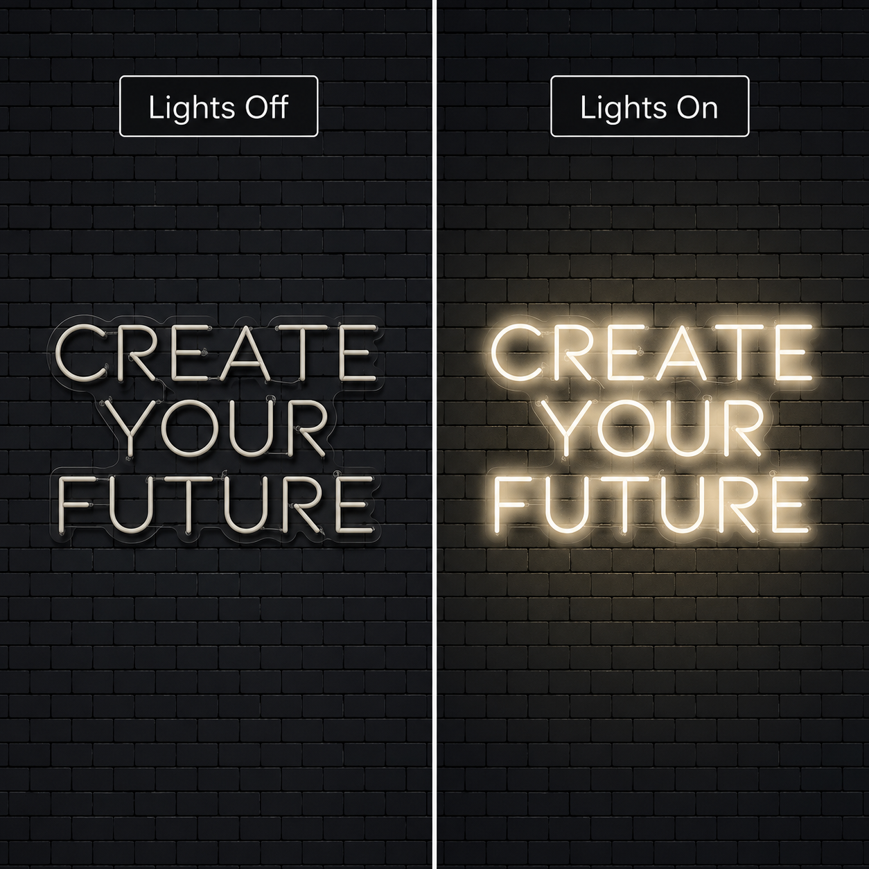 Create Your Future Wall Decor LED Neon Sign - 06 Day Night Comparison