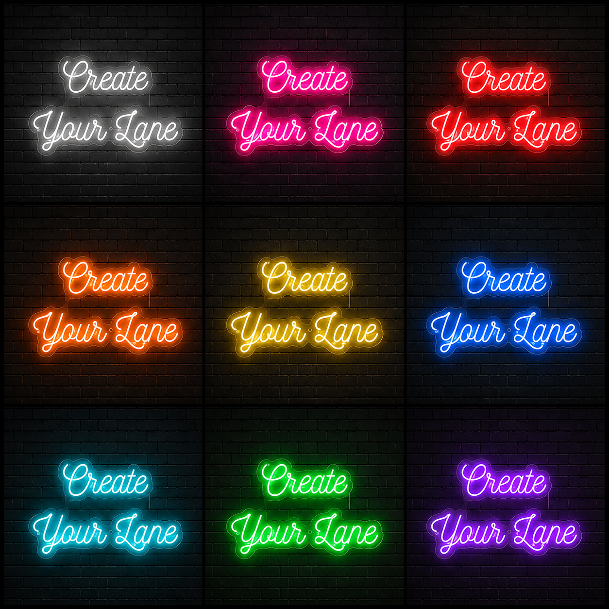 Create Your Lane Wall Decor LED Neon Sign - 05 Color Grid