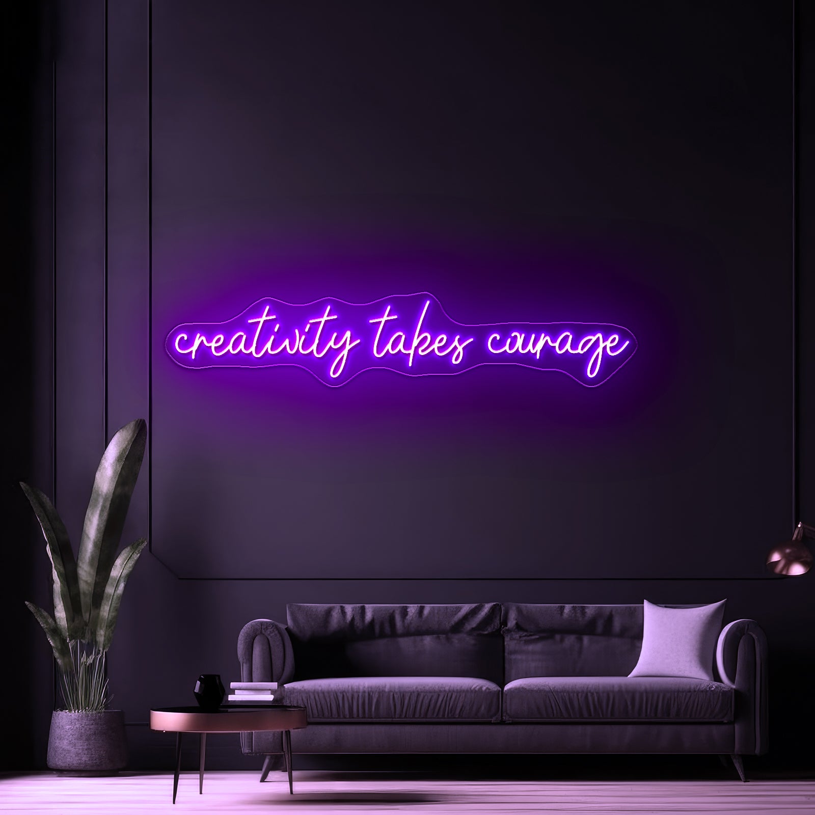Creativity Takes Courage Home Decor Led Neon Signs Free Shipping - Neon sign mounted on wall in room