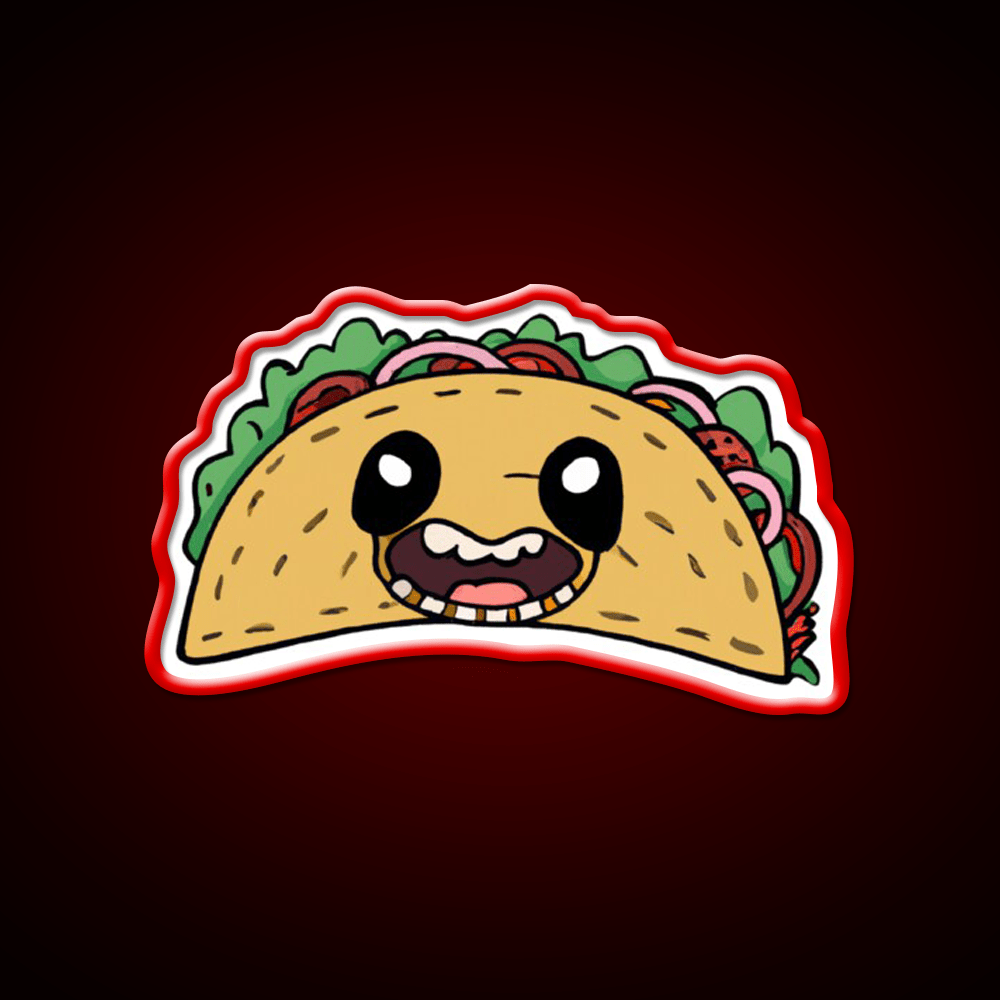 Creepy Smiling Taco Face Taco Led Neon Sign Mexican Food Sign Rgb Color - Shineneon