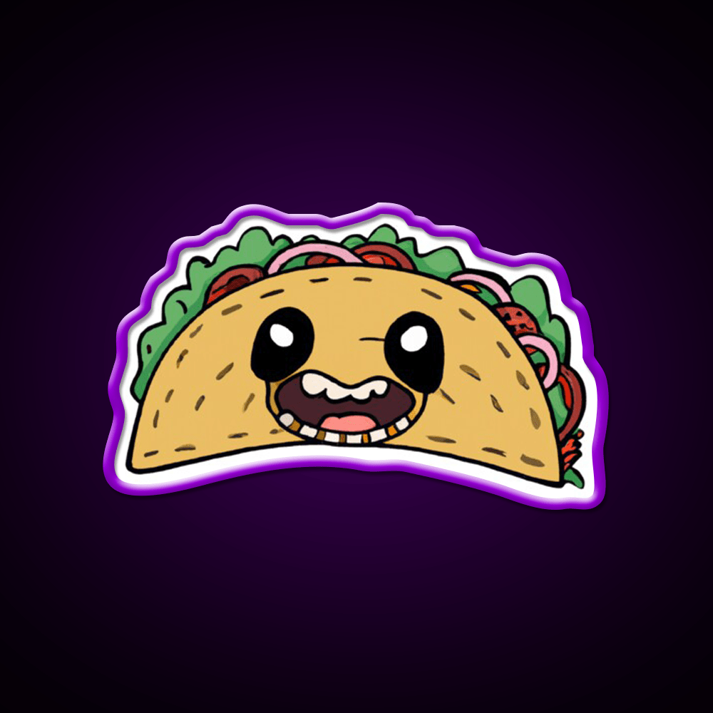 Creepy Smiling Taco Face Taco Led Neon Sign Mexican Food Sign Rgb Color - Shineneon
