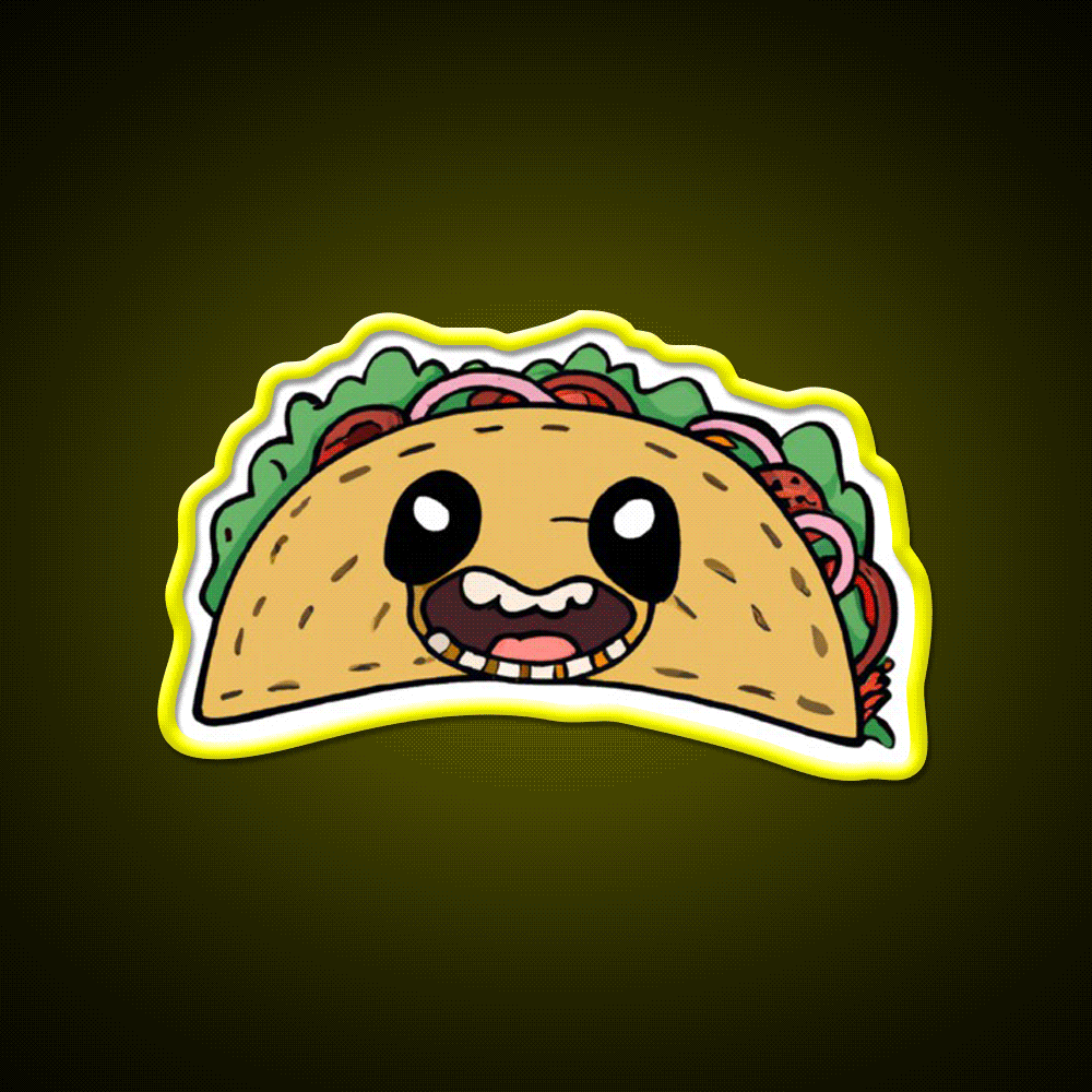 Creepy Smiling Taco Face Taco Led Neon Sign Mexican Food Sign Rgb Color