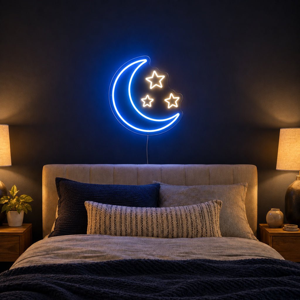 Crescent Moon Three Stars LED Neon Sign - Shineneon