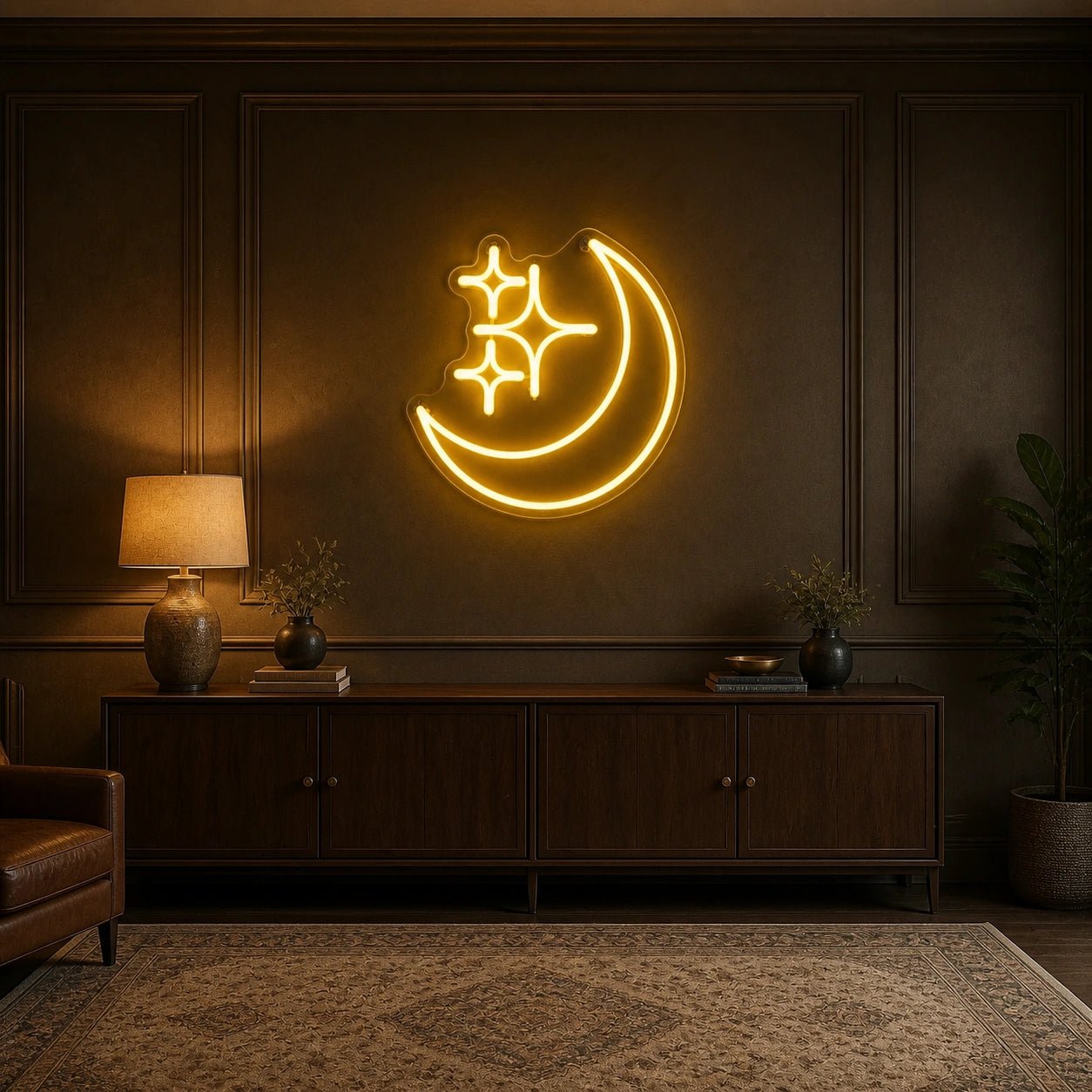Crescent Moon Three Stars Vintage LED Neon Sign - Shineneon