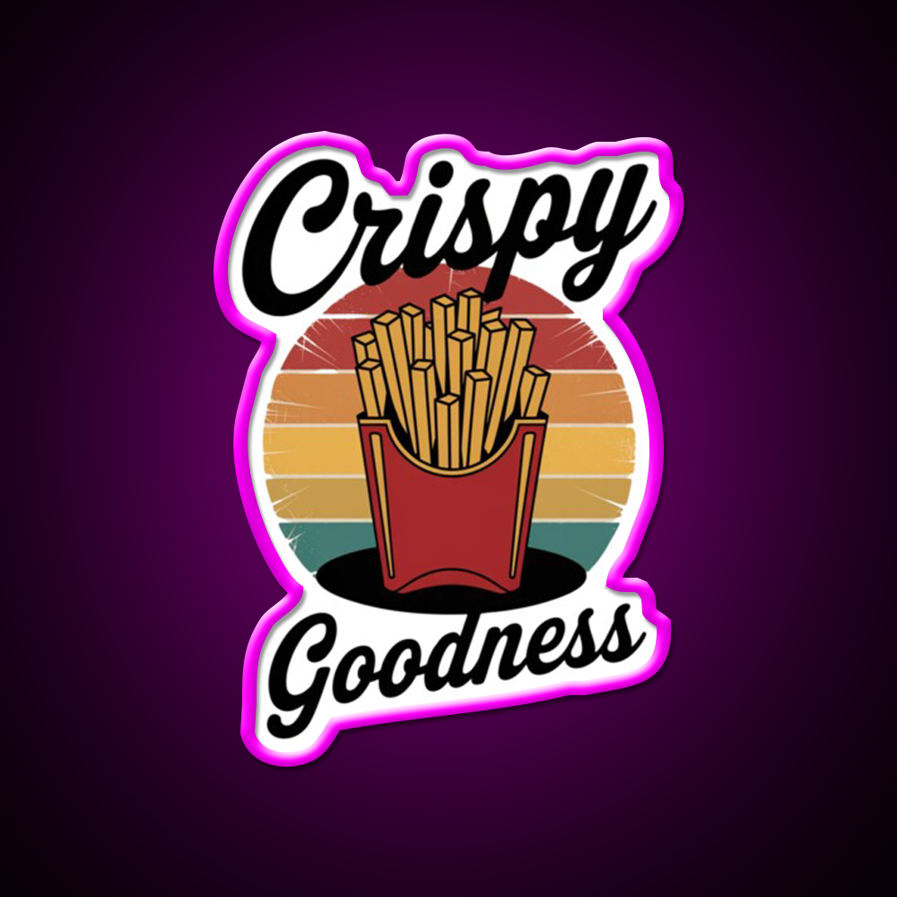 Crispy Goodness Fries Lover Fast Food Led Neon Sign For Burger Place Rgb Color