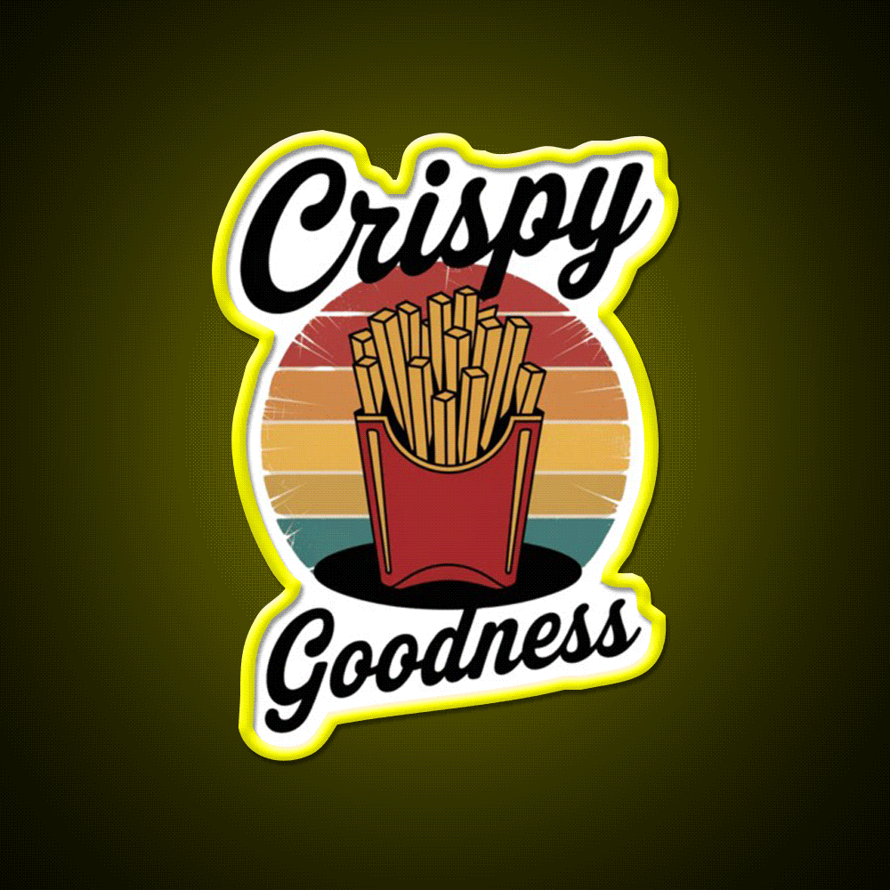 Crispy Goodness Fries Lover Fast Food Led Neon Sign For Burger Place Rgb Color