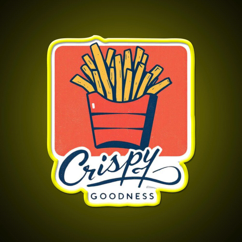 Crispy Goodness Fries Lover Led Neon Sign For Burger Place Wall Art Rgb Color - Custom LED neon sign front view
