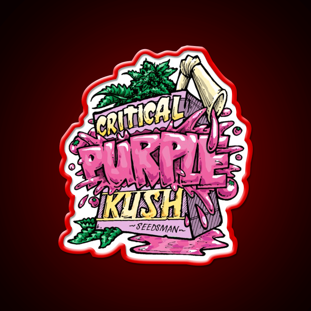 Critical Purple Kush Artwork Hemp Inspired Green Leaf Led Neon Sign Rgb Color - Shineneon