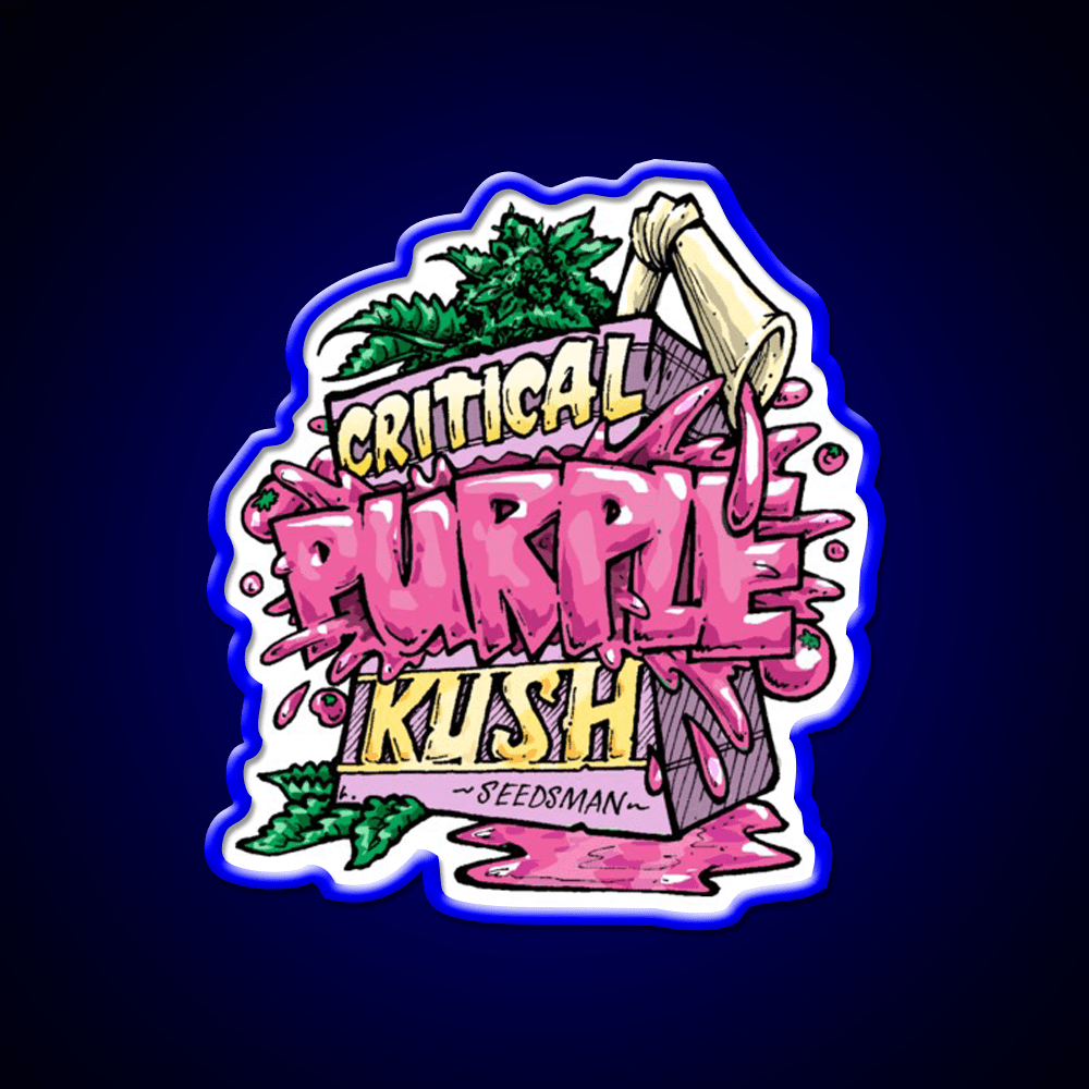Critical Purple Kush Artwork Hemp Inspired Green Leaf Led Neon Sign Rgb Color - Shineneon