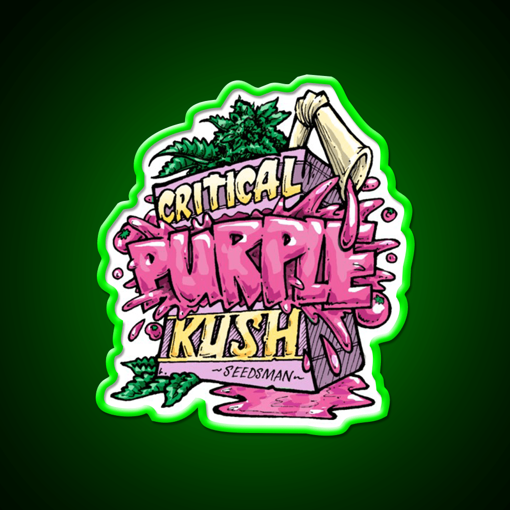 Critical Purple Kush Artwork Hemp Inspired Green Leaf Led Neon Sign Rgb Color - Shineneon