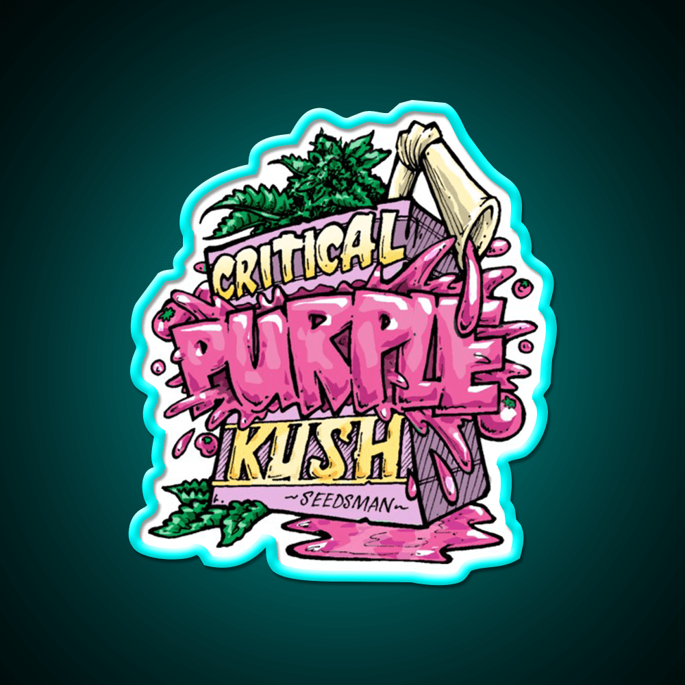 Critical Purple Kush Artwork Hemp Inspired Green Leaf Led Neon Sign Rgb Color - Shineneon
