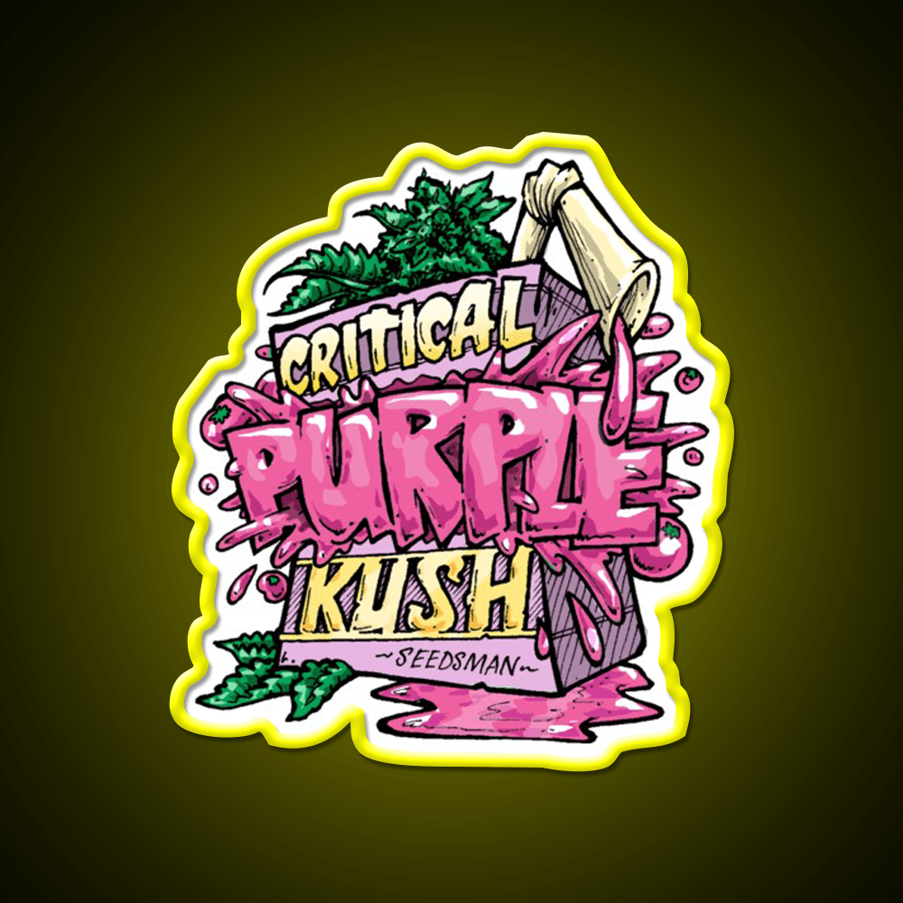 Critical Purple Kush Artwork Hemp Inspired Green Leaf Led Neon Sign Rgb Color - Shineneon