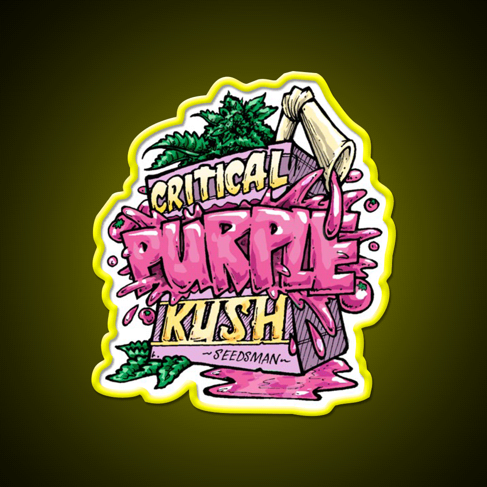 Critical Purple Kush Artwork Hemp Inspired Green Leaf Led Neon Sign Rgb Color - Custom LED neon sign front view