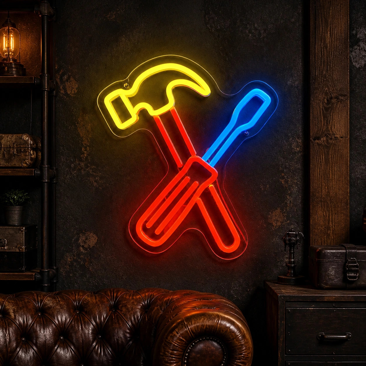 Crossed Hammer Screwdriver Vintage LED Neon Sign high-converting product image