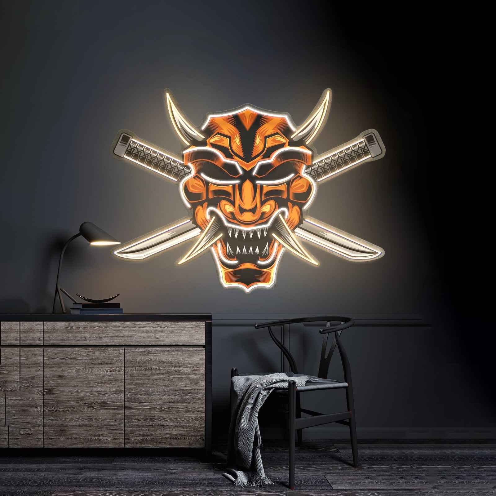 Crossed Knife Samurai Mask Led Neon Sign Light Custom Led Signs - Shineneon