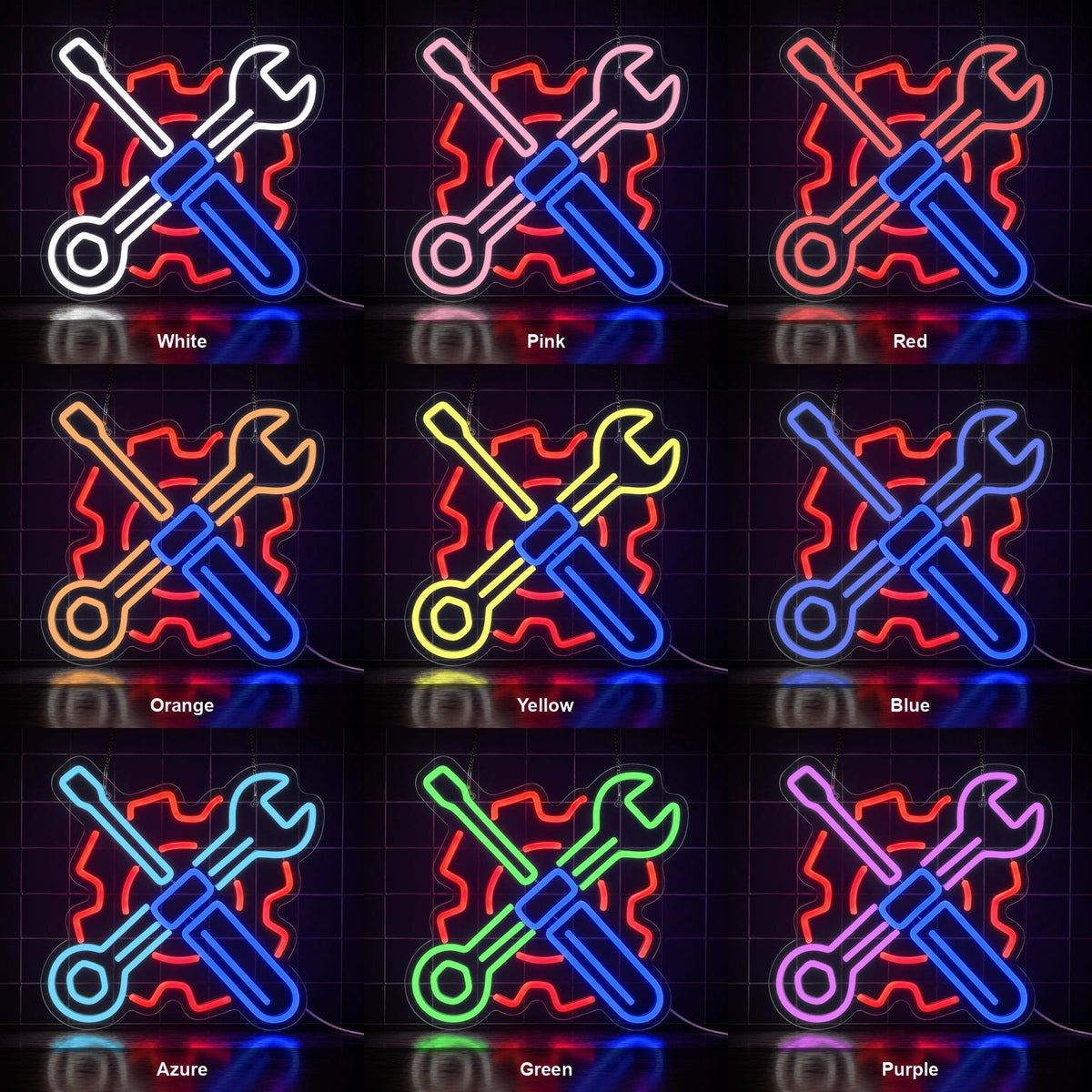 Crossed Mechanic Tools Gear LED Neon Sign - Shineneon