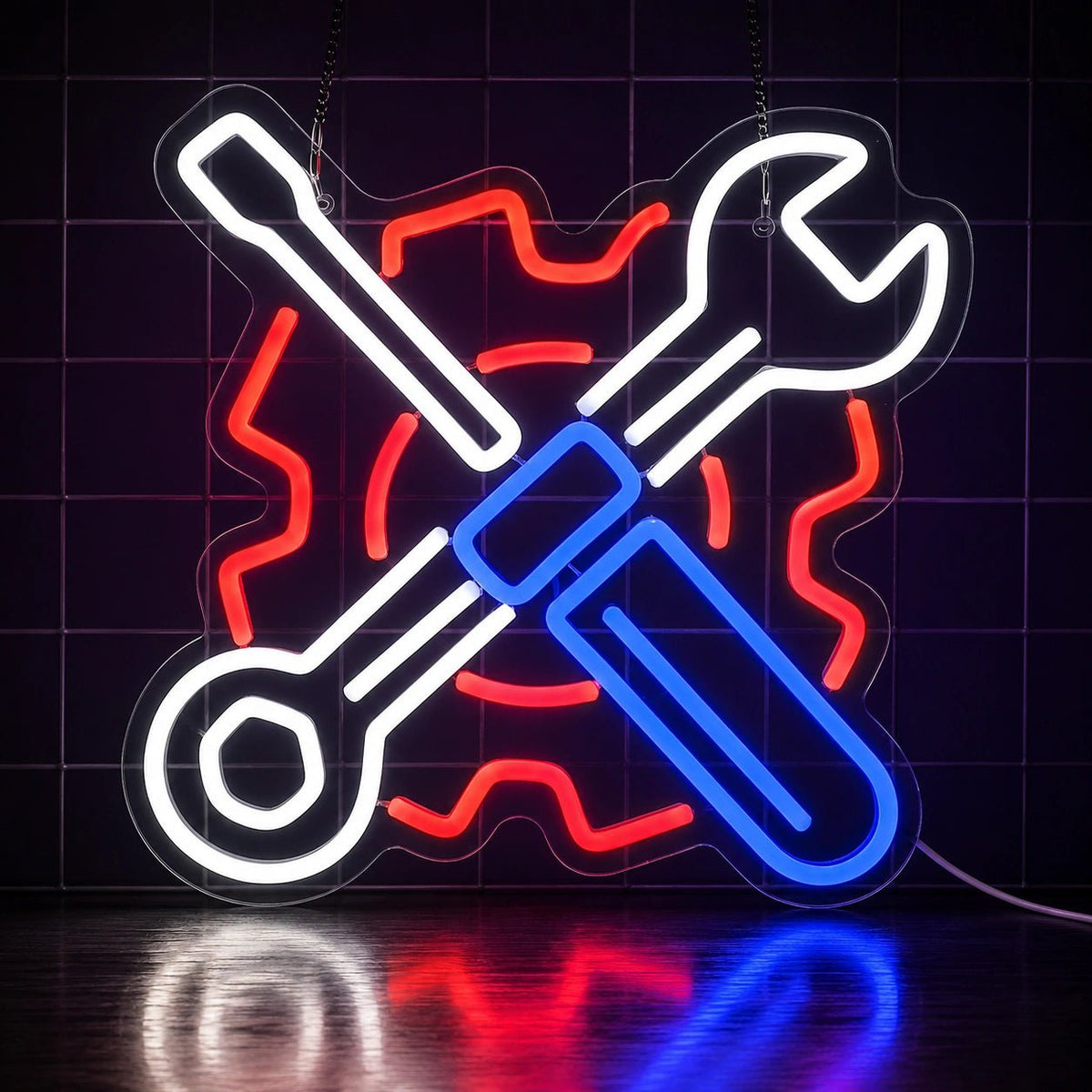 Crossed Mechanic Tools Gear LED Neon Sign - Shineneon