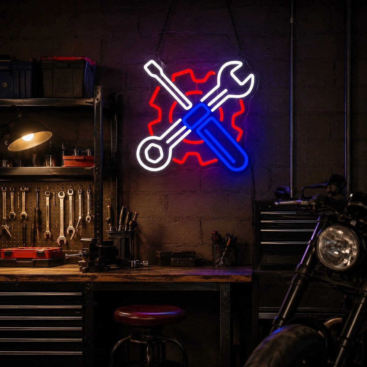 Crossed Mechanic Tools Gear LED Neon Sign Garage Neon Sign - Shineneon