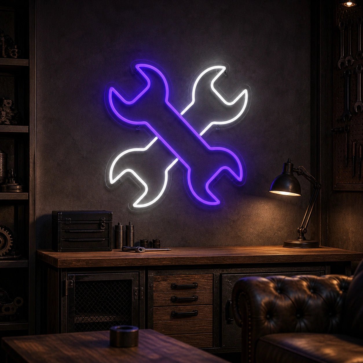 Crossed Mechanic Wrenches Vintage LED Neon Sign - Shineneon