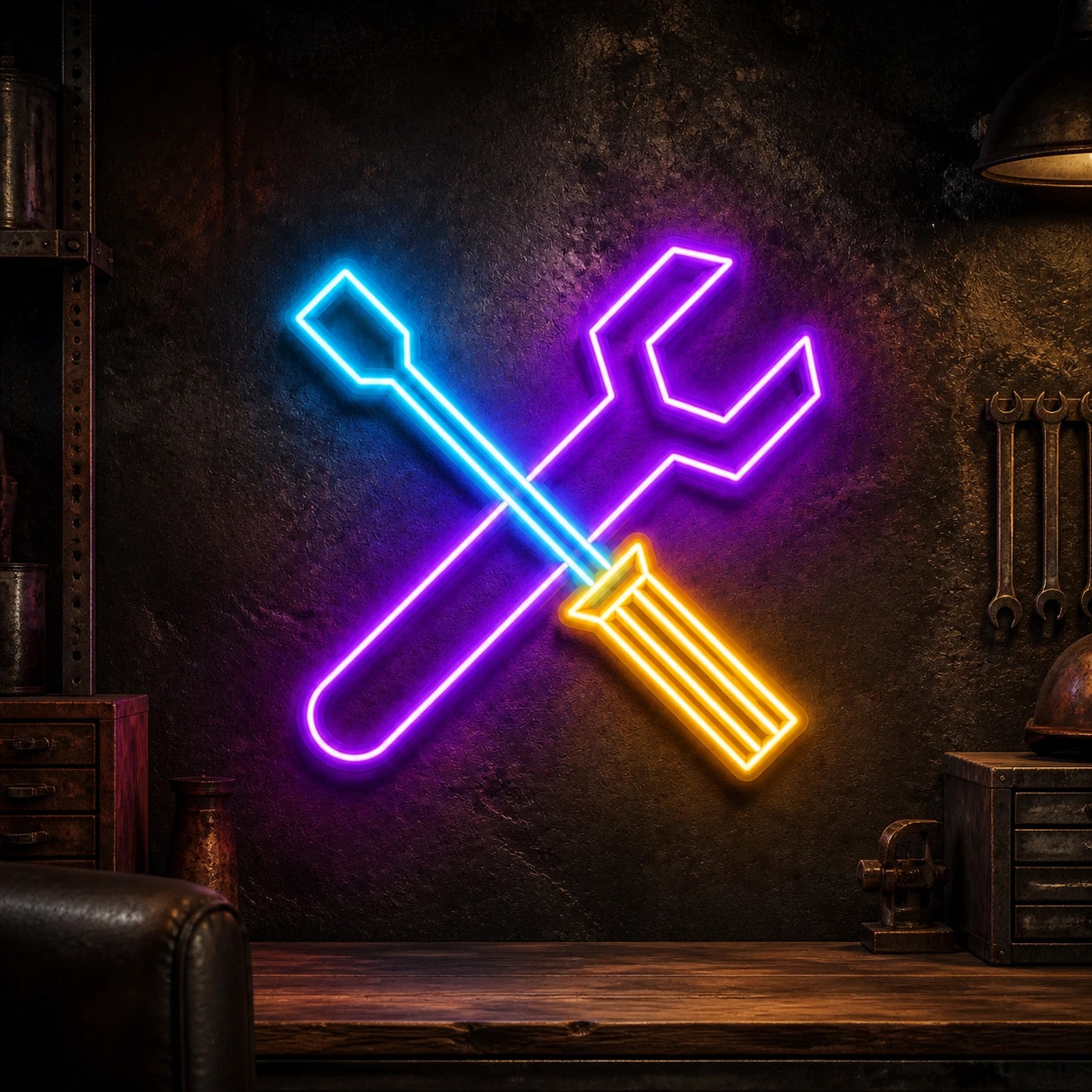 Crossed Wrench Screwdriver Vintage LED Neon Sign high-converting product image