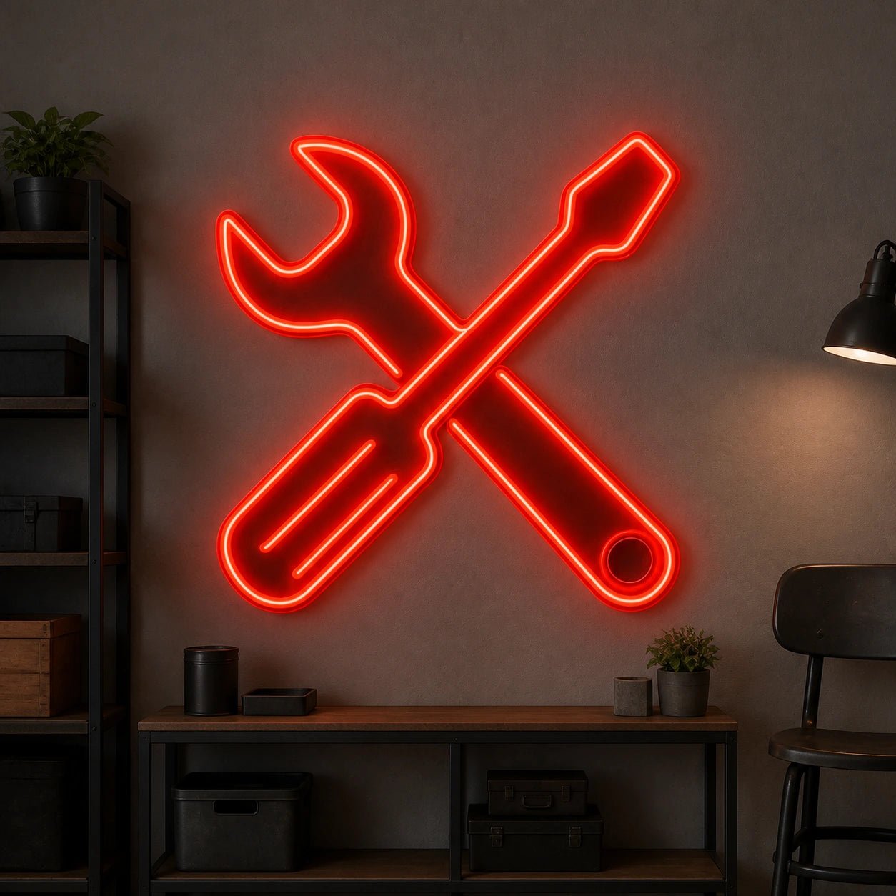 Crossed Wrench Spanner Vintage LED Neon Sign - Shineneon