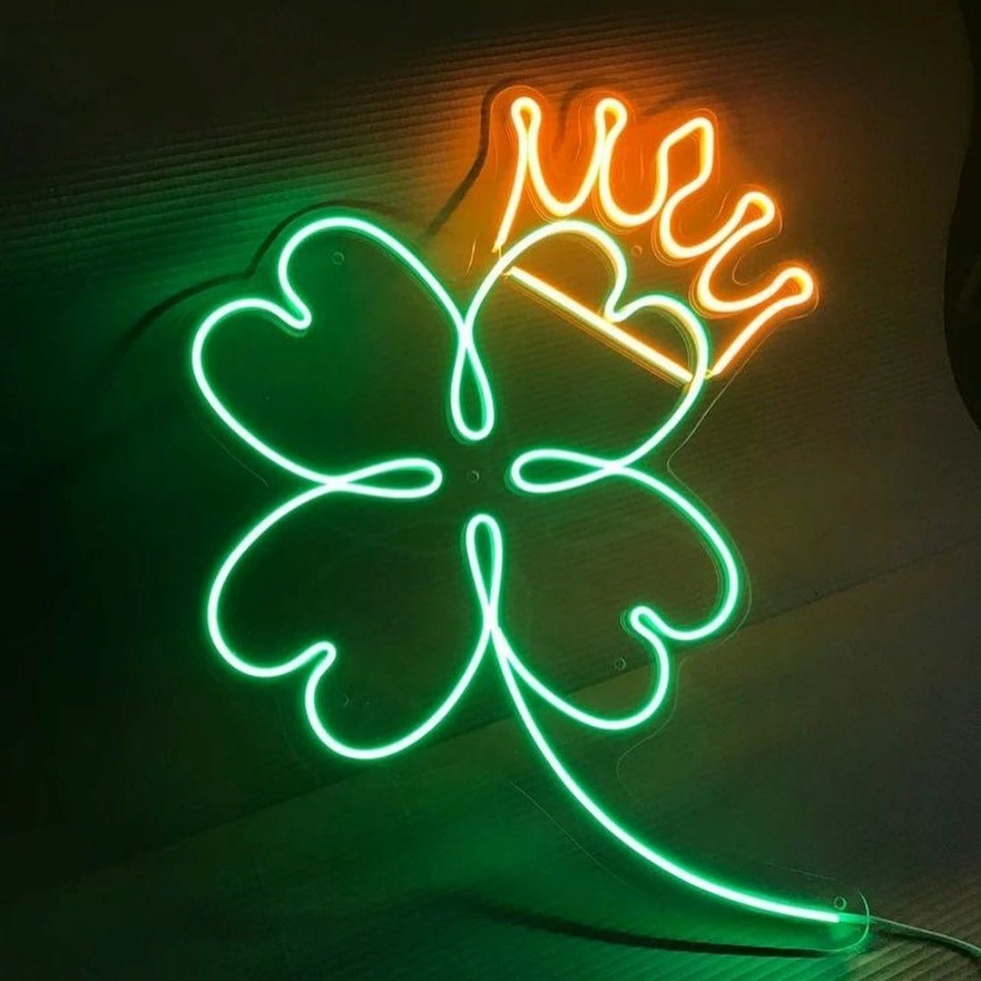 Crown And Four Leaf Clover Led Sign Business Neon Sign - Shineneon