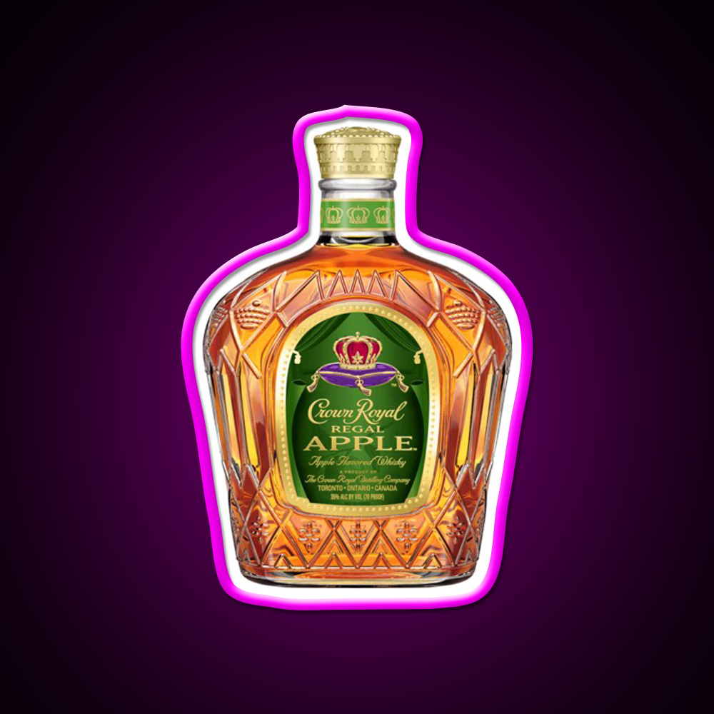 Crown Royal Apple Bottle Beer Bar Decor Led Neon Sign Rgb Color - Neon sign mounted on wall in room