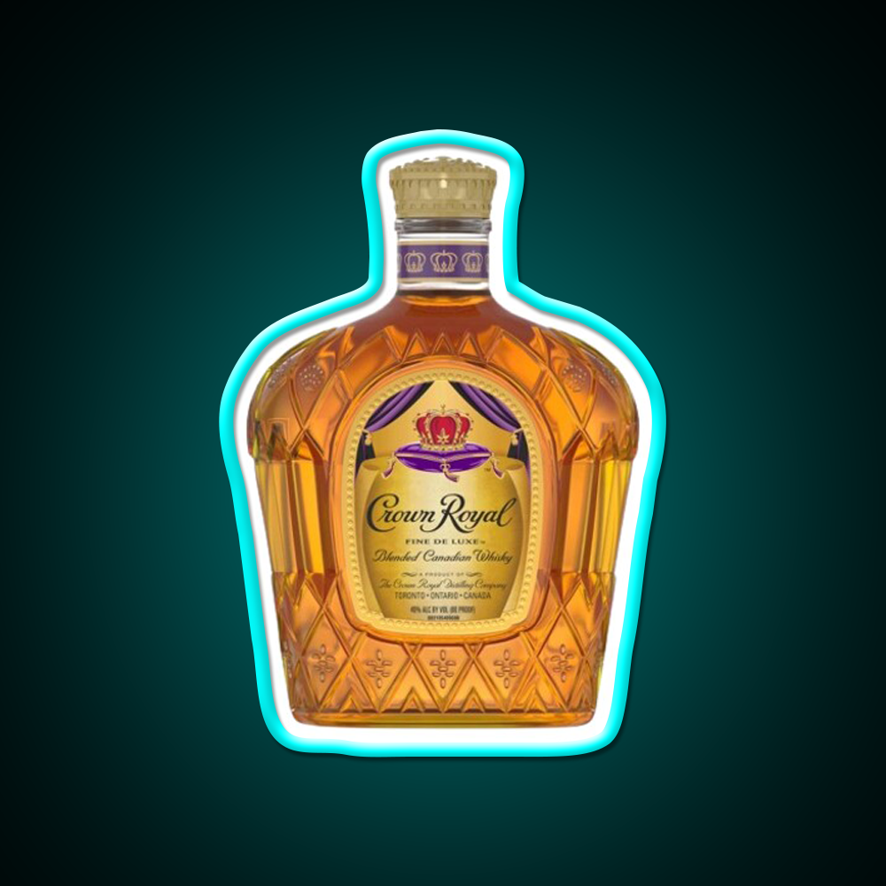Crown Royal Bottle Beer Bar Decor Led Neon Sign Rgb Color - Size and dimension reference