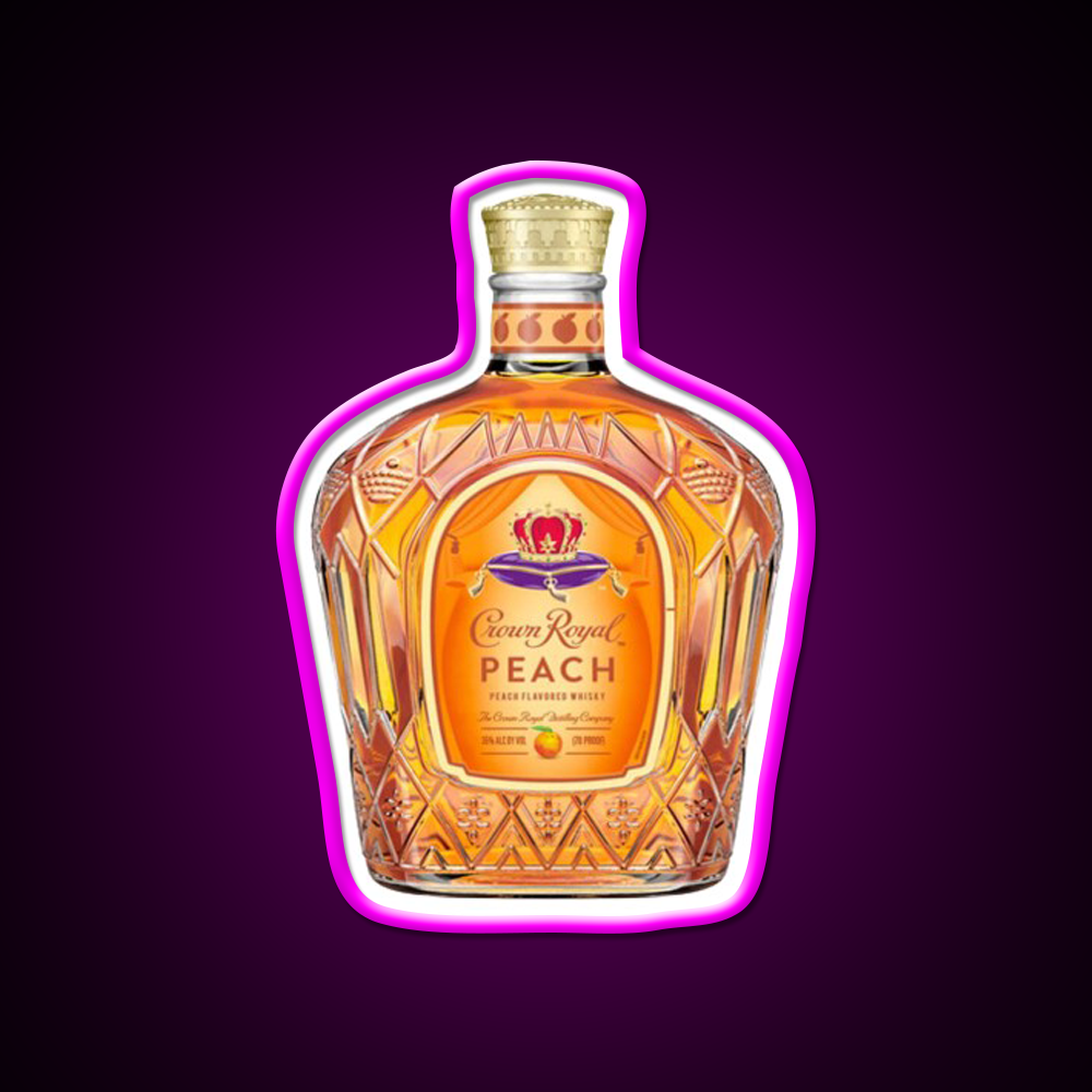 Crown Royal Peach Bottle Whiskey Drink Bar Led Neon Sign Rgb Color