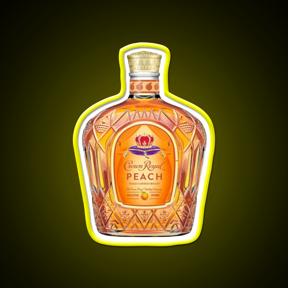 Crown Royal Peach Bottle Whiskey Drink Bar Led Neon Sign Rgb Color