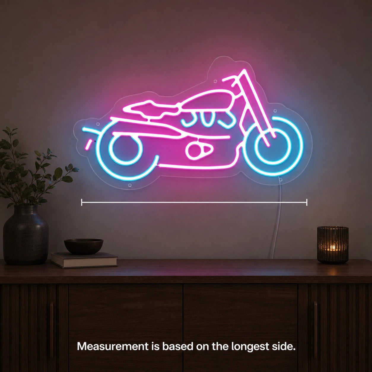 Cruiser Motorcycle LED Neon Sign Man Cave Neon Sign size image