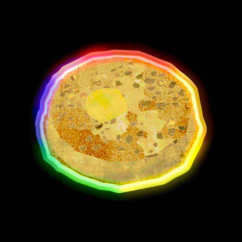 Crumpet Snack Food Led Neon Sign Rgb Color - LED neon sign close-up detail