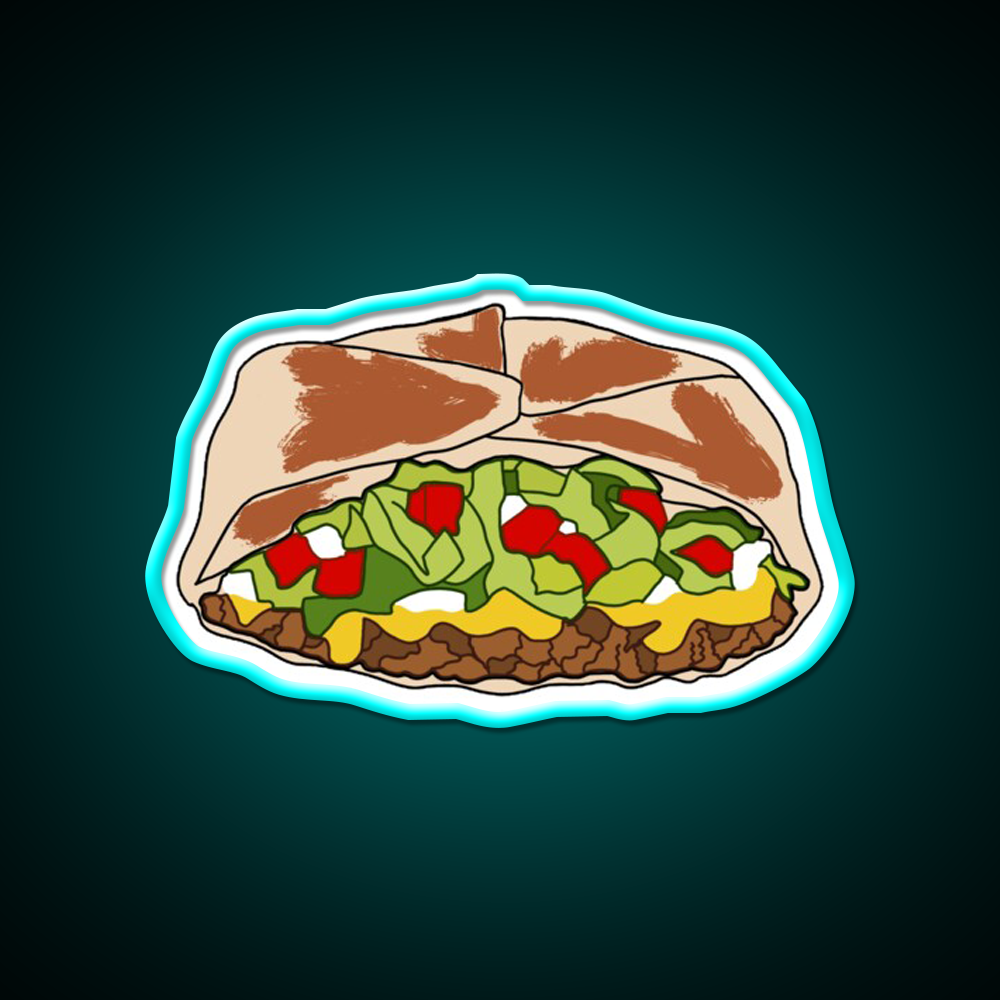 Crunchwrap Fast Food Led Neon Sign For Burger Place Rgb Color