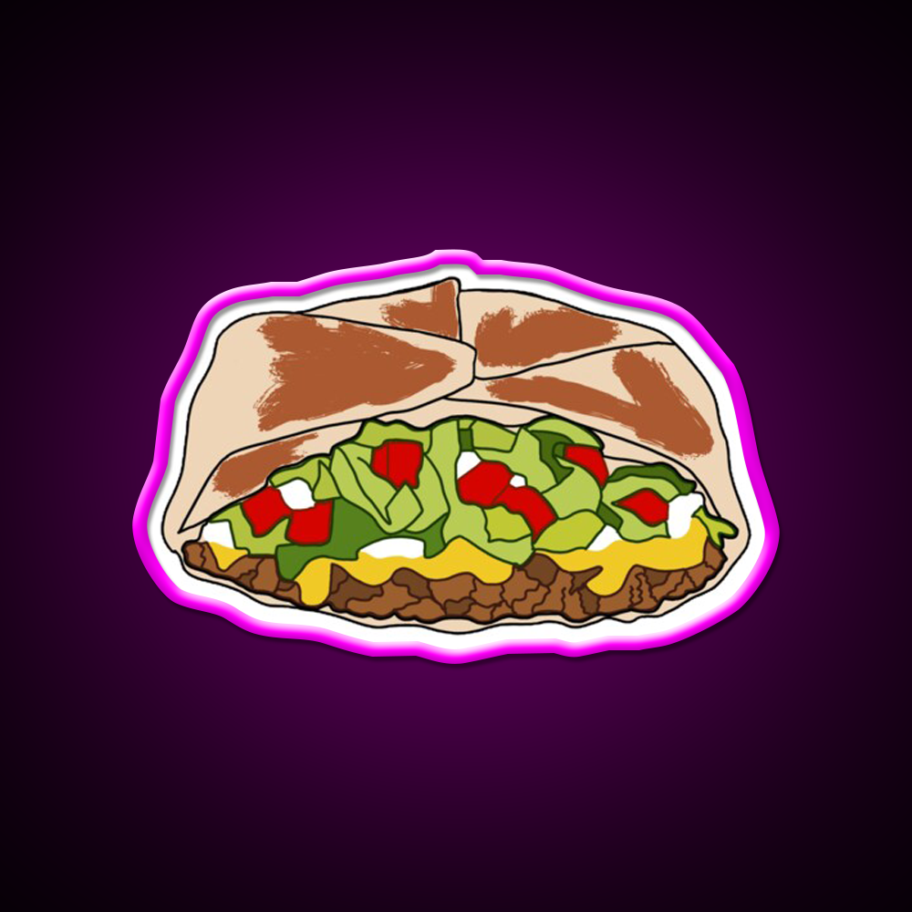 Crunchwrap Fast Food Led Neon Sign For Burger Place Rgb Color